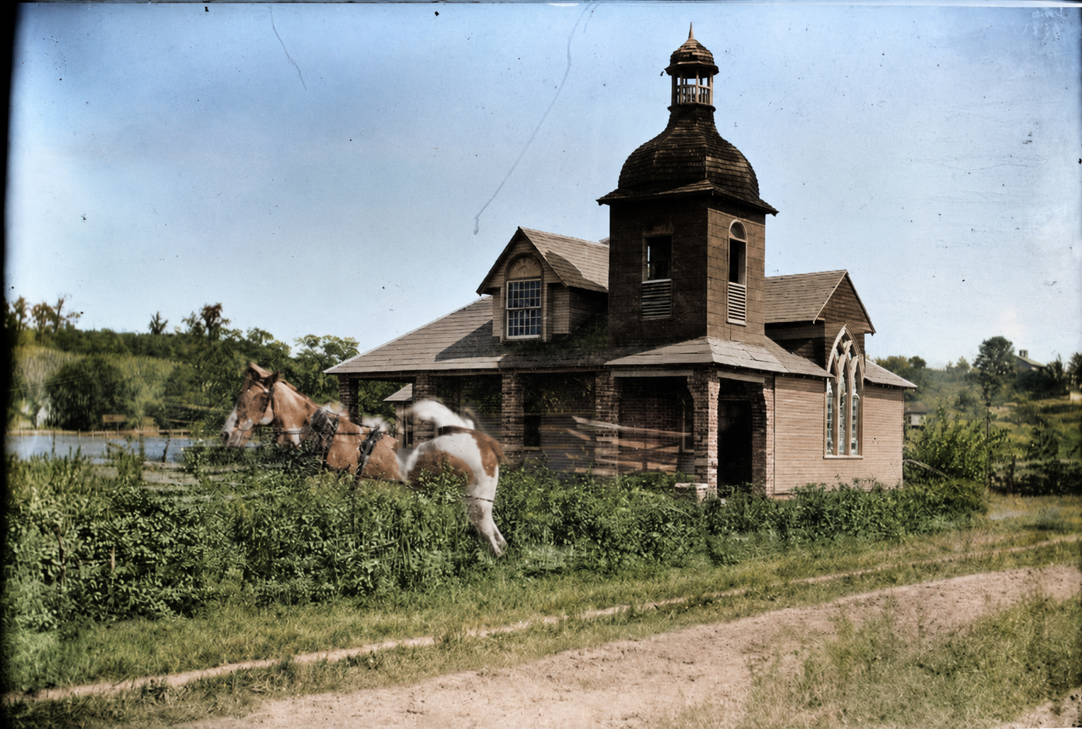 Colorized historical Ohio scene